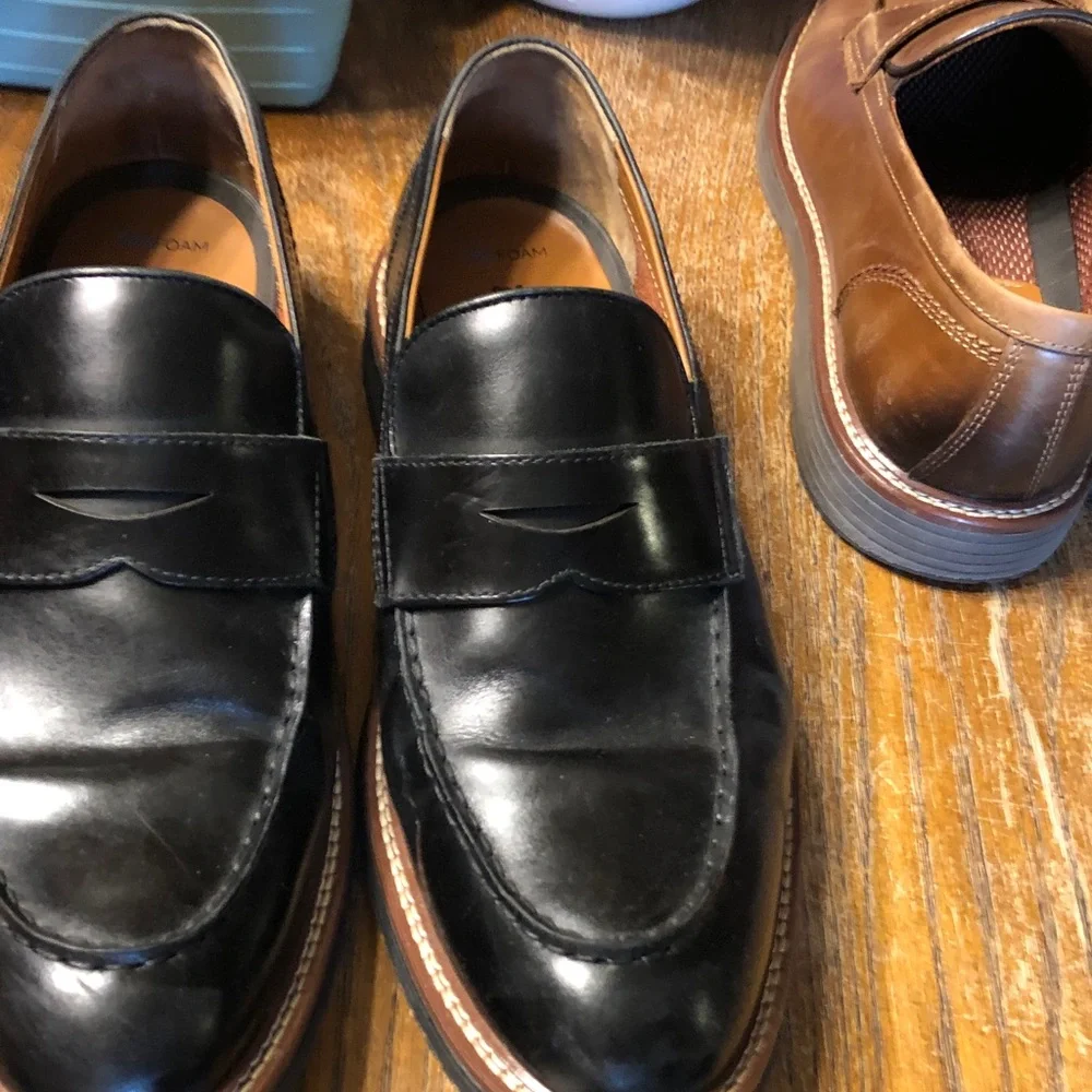Johnston & Murphy Men's Black Leather Penny Loafers - Classic Dress Shoes